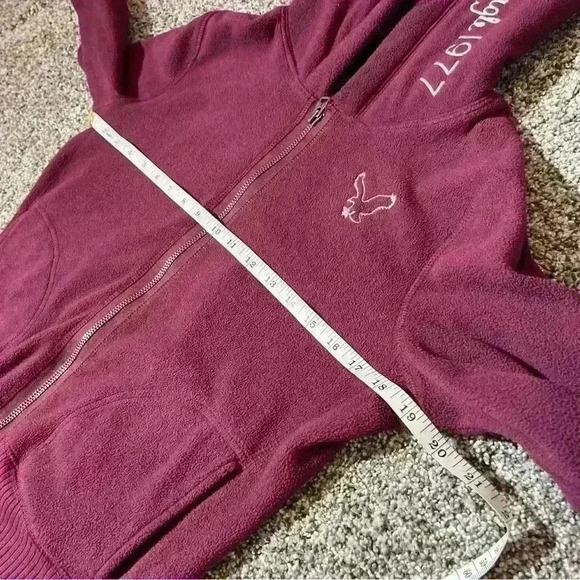 American Eagle Maroon Fleece Hooded Jacket Sherpa Lined-Small - Picture 5 of 9